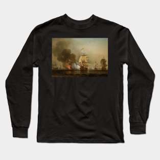 Wager's Action off Cartagena by Samuel Scott Long Sleeve T-Shirt